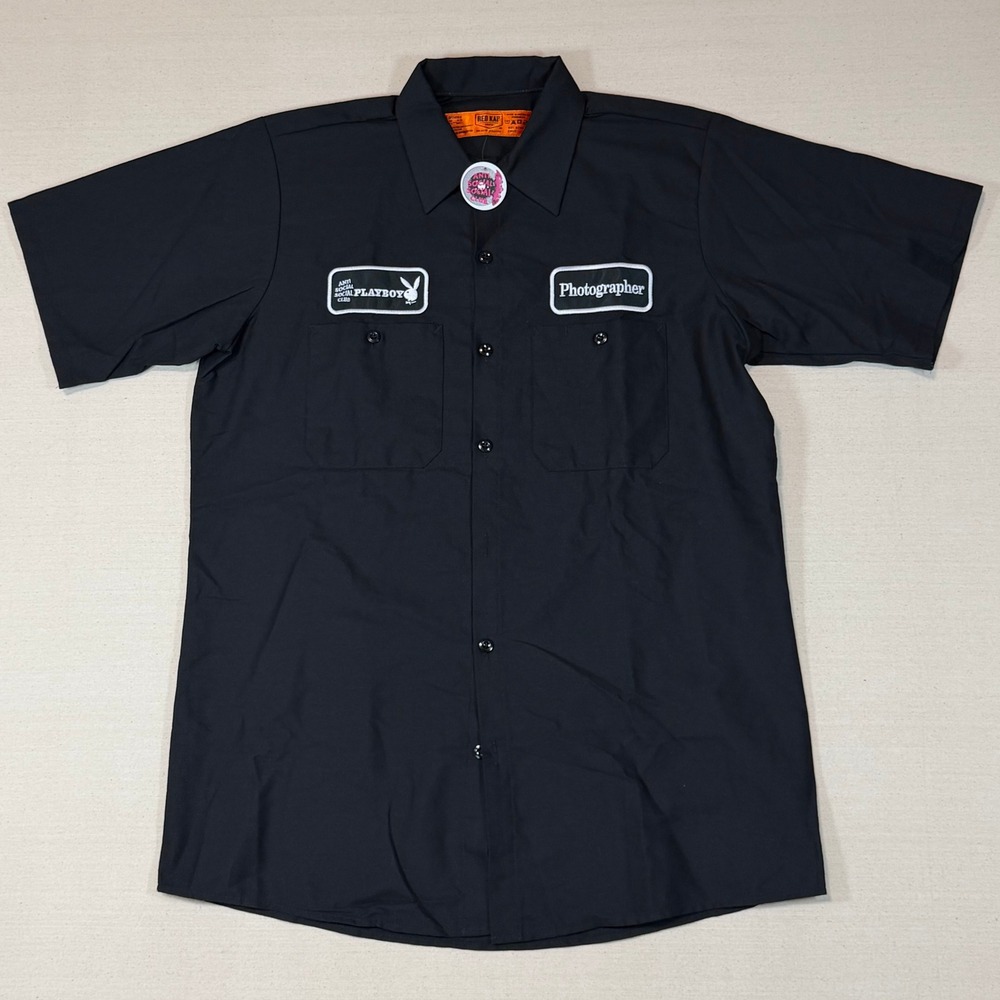 Anti Social Social Club Playboy Photographer Red Kap Work Shirt Black Medium NEW